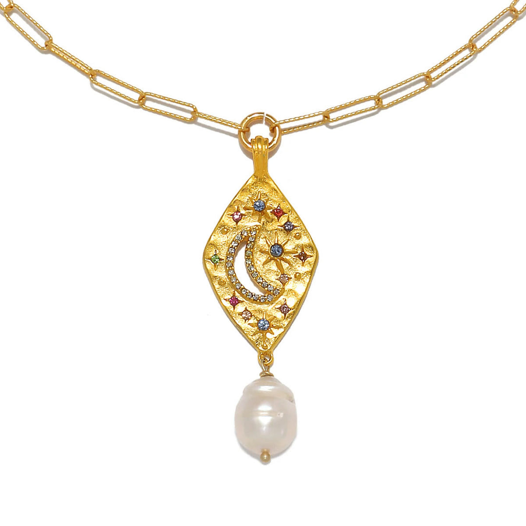 Collana con ciondolo amuleto anti-malocchio in cristallo naturale Olivenorma