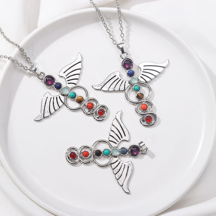 Collana di guarigione dei 7 chakra con ala Olivenorma