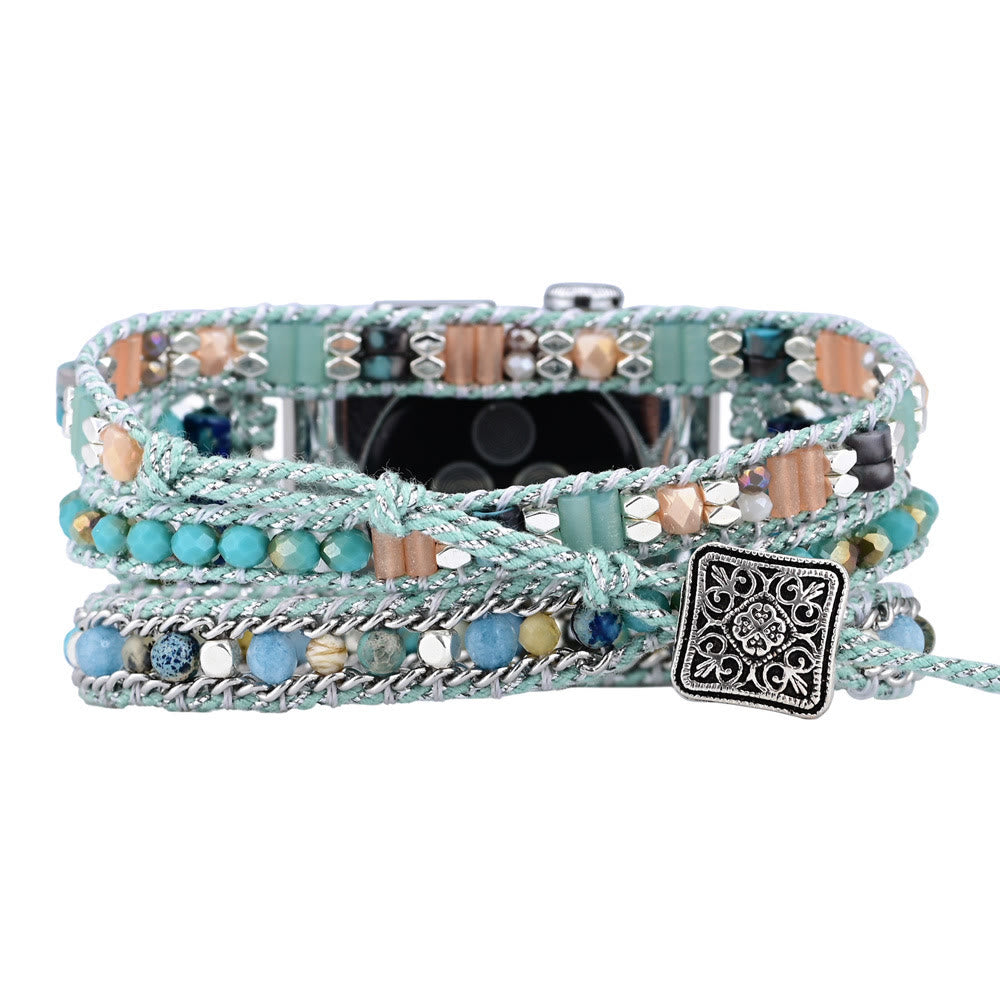 Cinturino per Apple Watch Olivenorma Mint Teal con perline di cristallo 