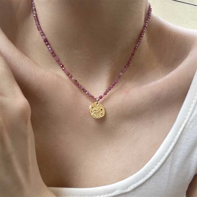 Collana con ciondolo in metallo con cristallo naturale Olivenorma