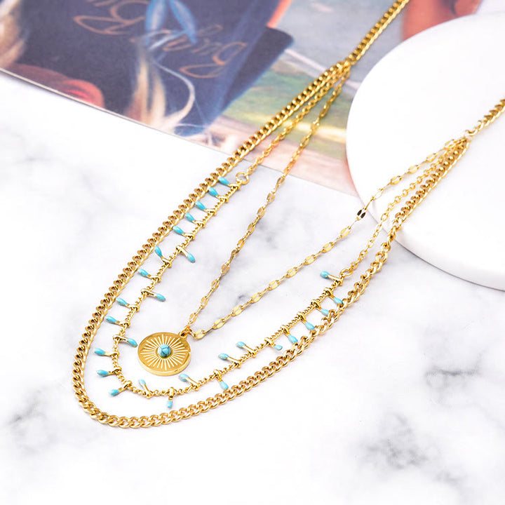 Olivenorma Set di collane triple in turchese naturale 18K 
