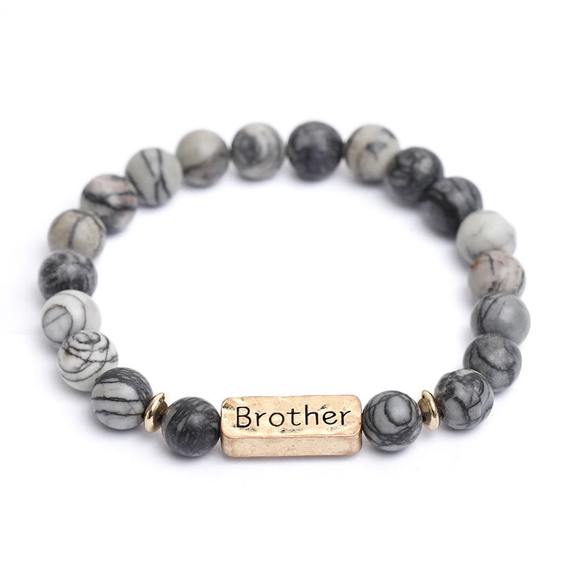 Bracciale con incisione Brother in pietra preziosa naturale Olivenorma
