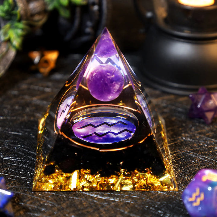 Olivenorma Ametista Palla Ossidiana Ghiaia Zodiaco Acquario Orgone Piramide