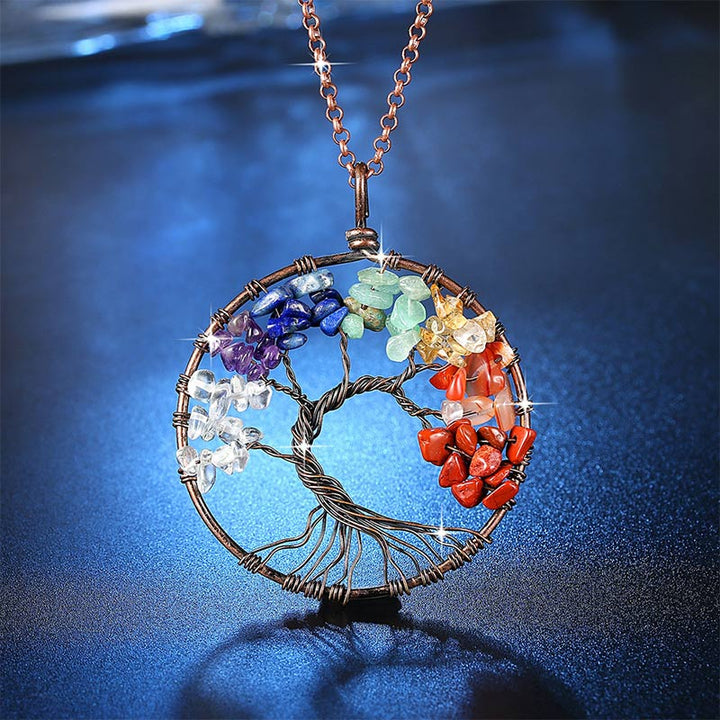 Collana con albero della vita dei chakra naturali Olivenorma