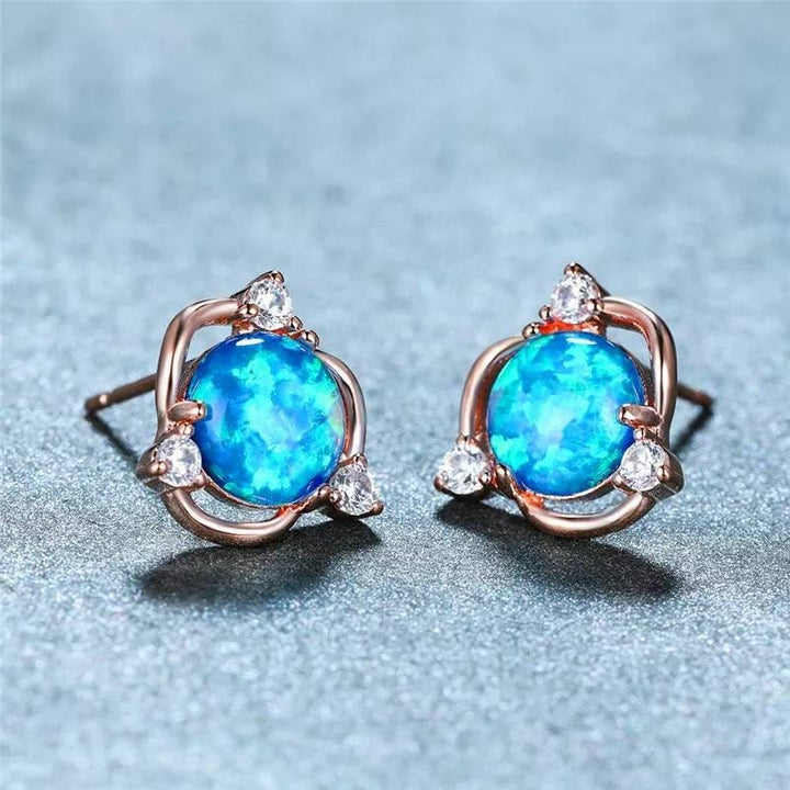 Orecchini a bottone Olivenorma Opal Small Round White Zircon 