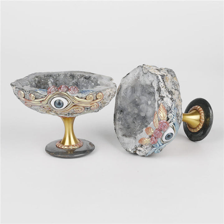 Decorazione con geode di cristallo naturale Olivenorma Santo Graal Malocchio 