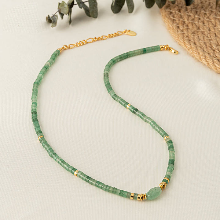 Collana di perline fatta a mano in pietra naturale Olivenorma con avventurina verde
