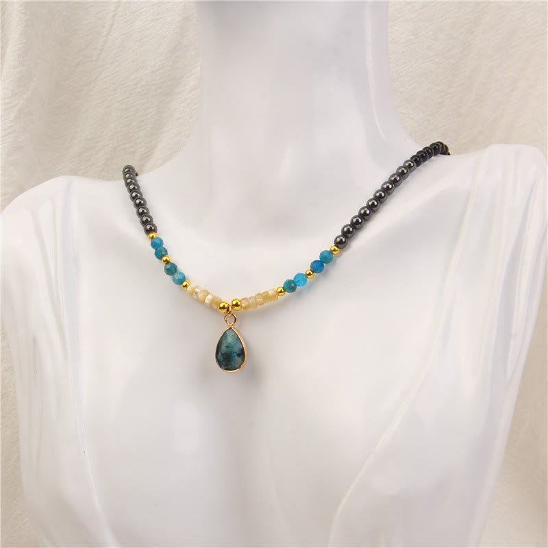 Collana con ciondolo in pietra preziosa in vetro sfaccettato con ossidiana naturale Olivenorma