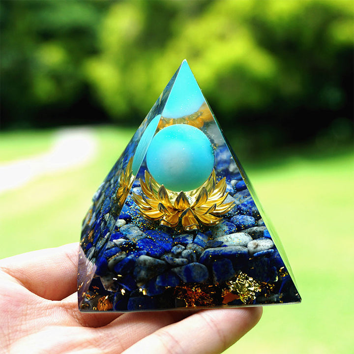 Olivenorma L'Espansione Spirituale Piramide di Orgone Turchese e Lapislazzuli 