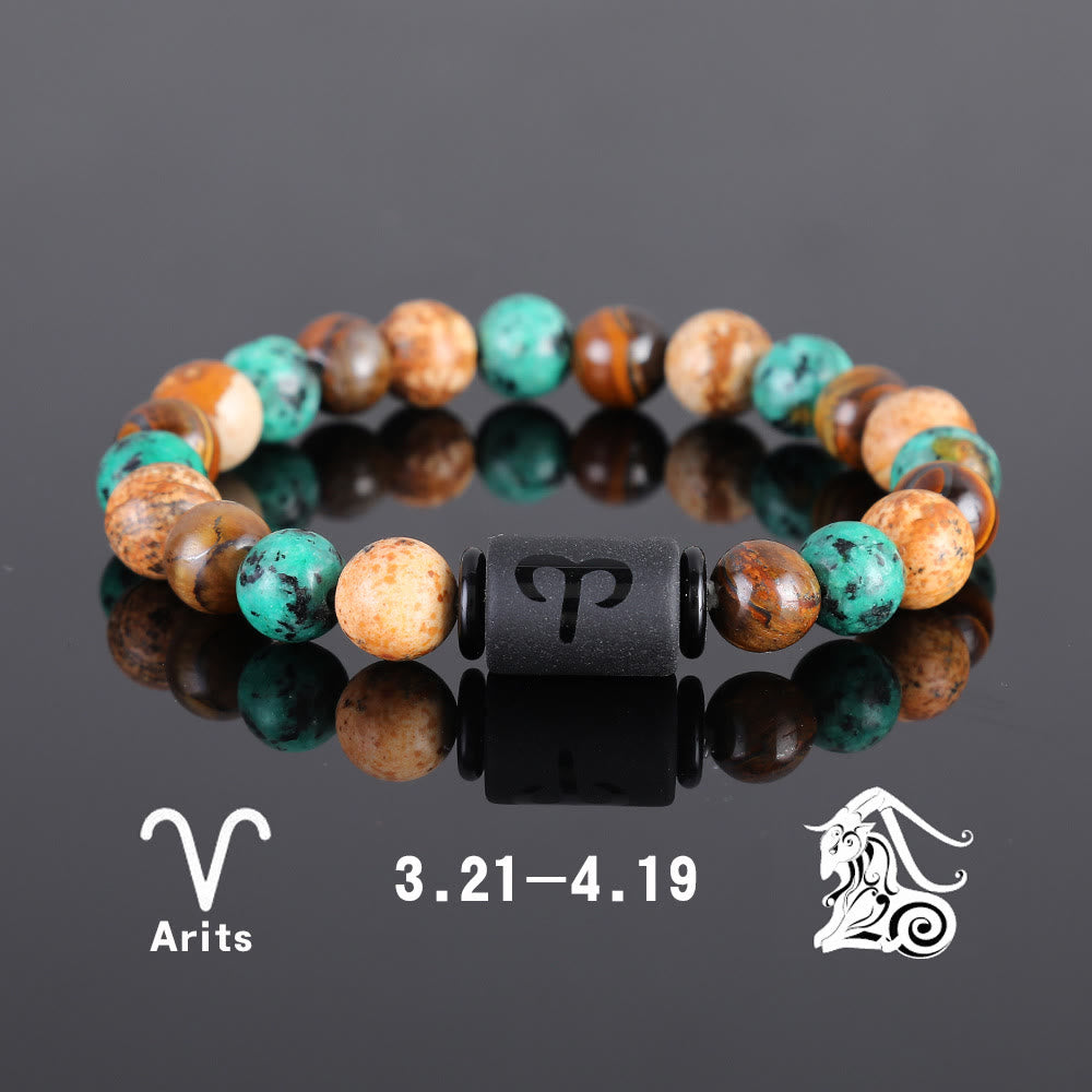 Bracciale con ciondolo zodiacale in bronzite con occhio di tigre Olivenorma