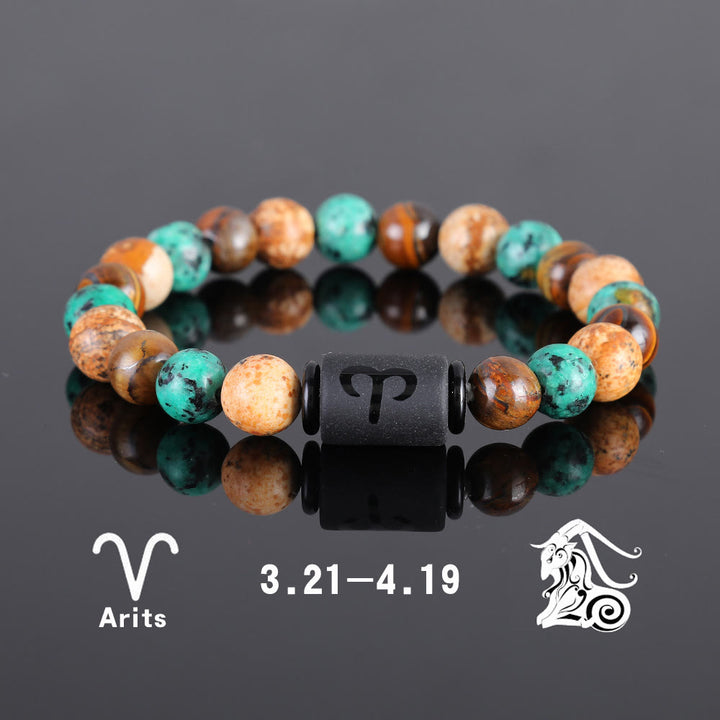 Bracciale con ciondolo zodiacale in bronzite con occhio di tigre Olivenorma