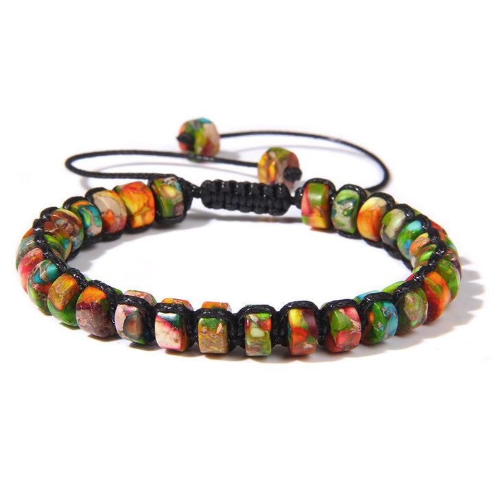 Bracciale intrecciato con perline di pietra naturale Olivenorma 