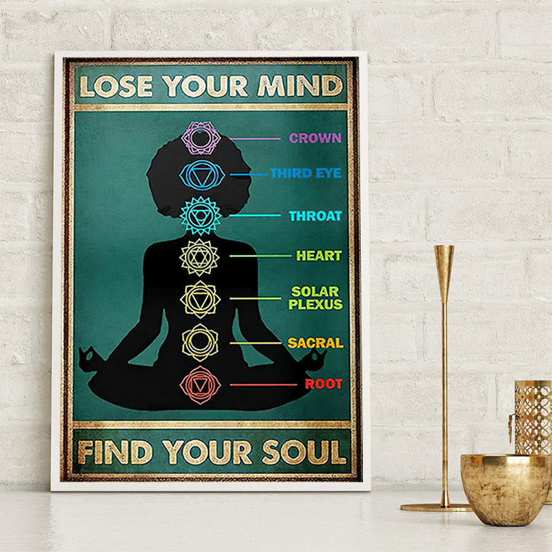 Olivenorma Chakra Yoga Poster decorativo "PERDI LA MENTE TROVA LA TUA ANIMA"