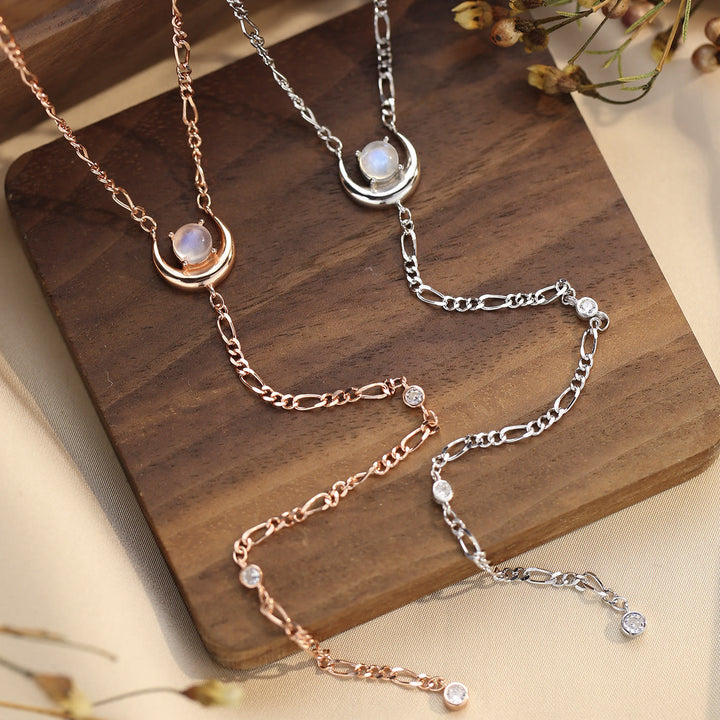 Collana con ciondolo a catena lunga con pietra di luna Olivenorma