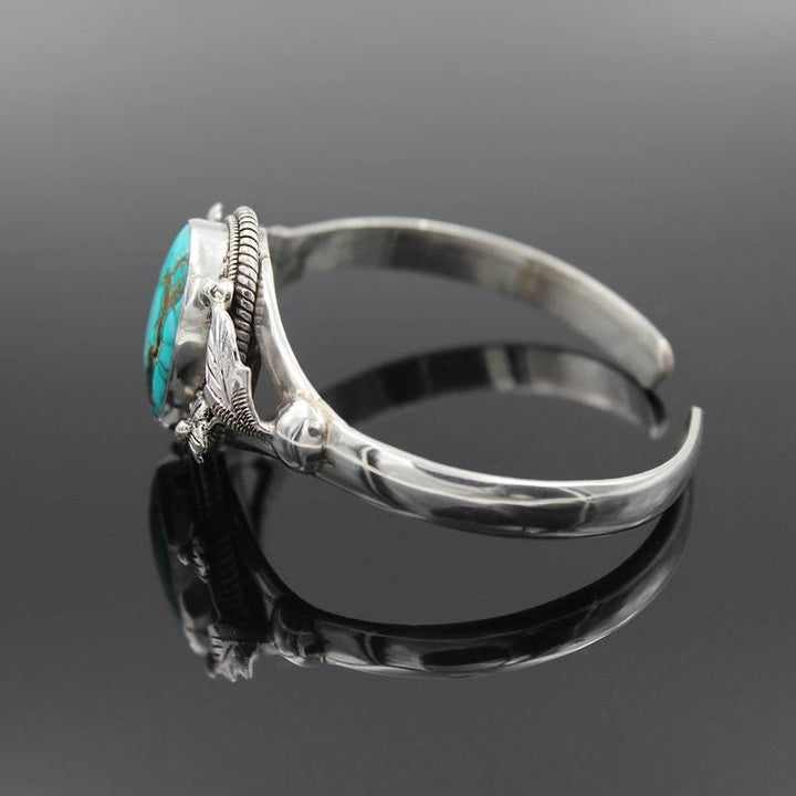 Olivenorma Bracciale Vintage con Fiore Turchese Inciso 