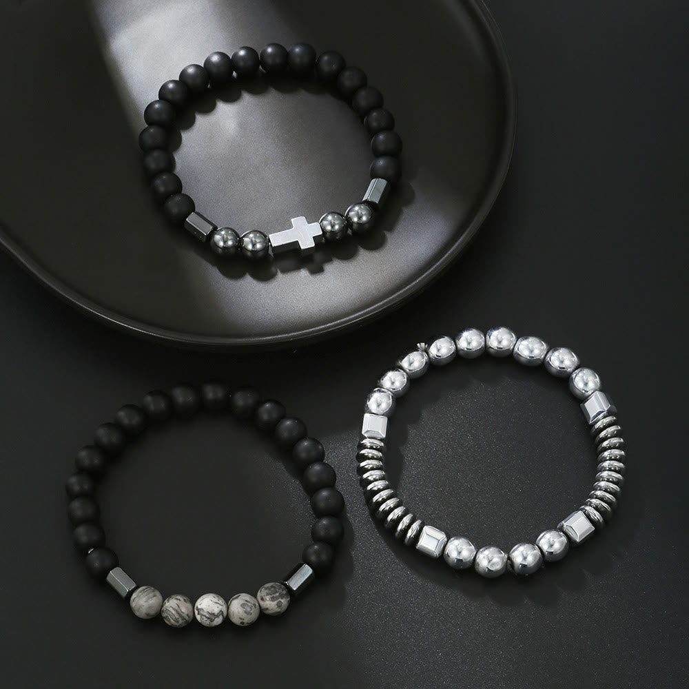 Bracciale da uomo con set di pietre preziose impilabili Olivenorma