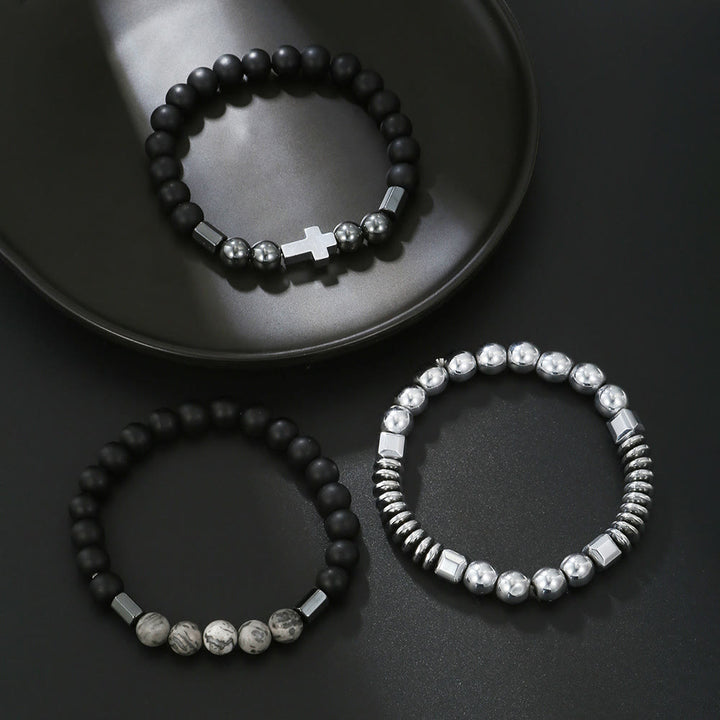 Bracciale da uomo con set di pietre preziose impilabili Olivenorma