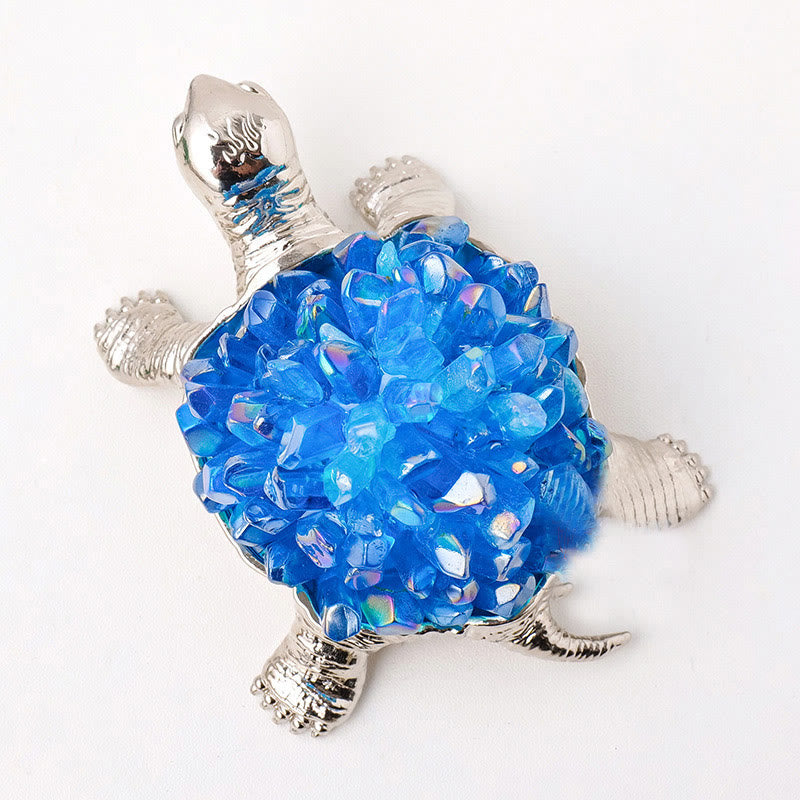 Olivenorma Natural Crystal Cluster Turtle Ornament Lampada Decorazione con pietre preziose