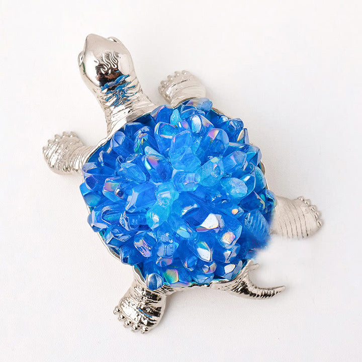 Olivenorma Natural Crystal Cluster Turtle Ornament Lampada Decorazione con pietre preziose