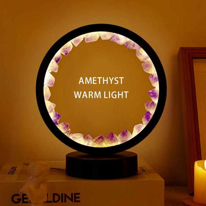 Lampada a LED ricaricabile Olivenorma Natural "Amethyst Crystal Cluster Zen Light" - Decorazione con cluster di cristalli di ametista - Ametista e luce calda - image 3