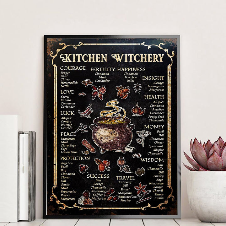 Olivenorma Witch's Kitchen Cookbook Piatto in metallo nero Decorazione da parete