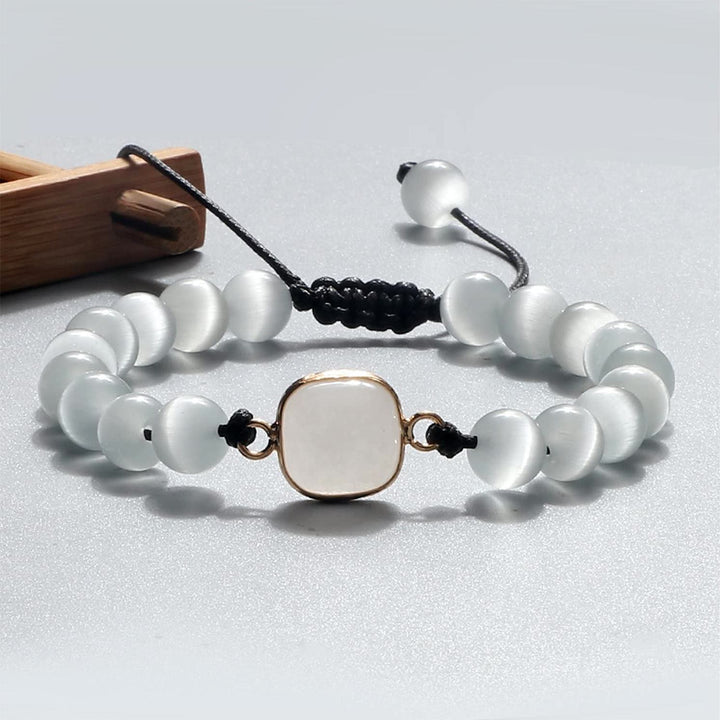 Braccialetto Olivenorma con perline in pietra occhio di gatto e opalite