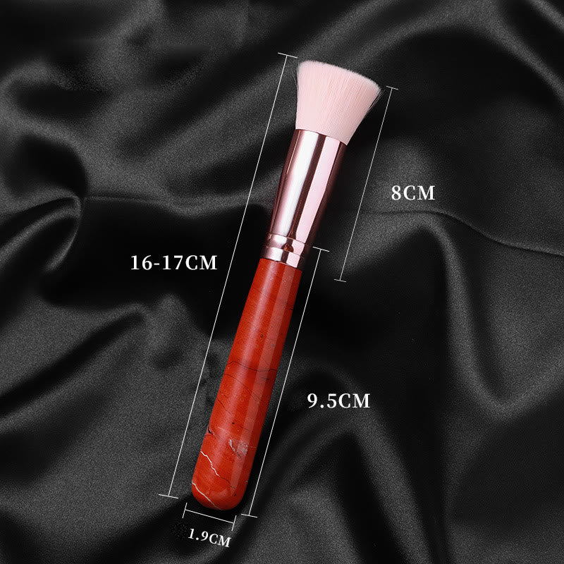 Olivenorma Pennello per il trucco con manico in cristallo naturale e decorazione in pietra preziosa 