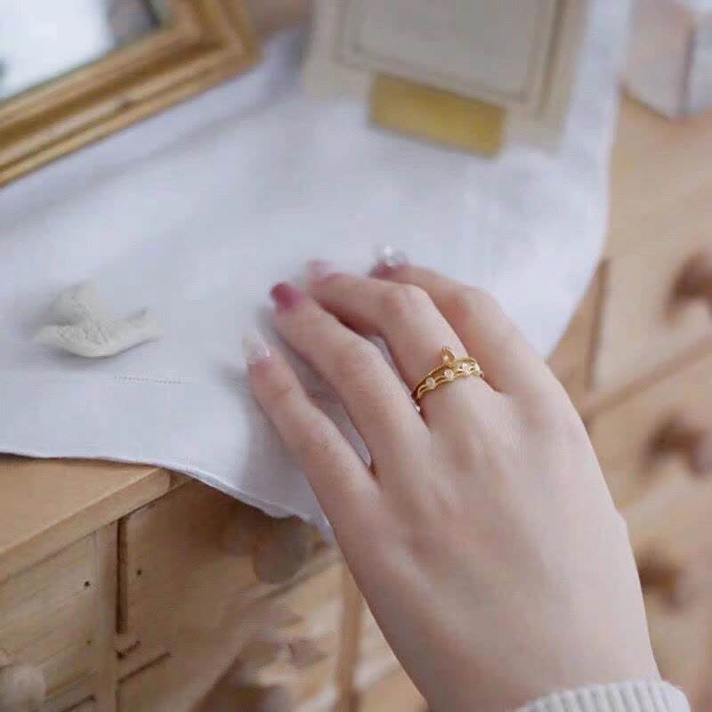 Anello regolabile Olivenorma con delicato citrino e zircone