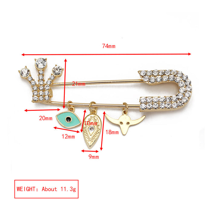 Spilla a forma di cuore con occhio maligno in zircone bianco Olivenorma 