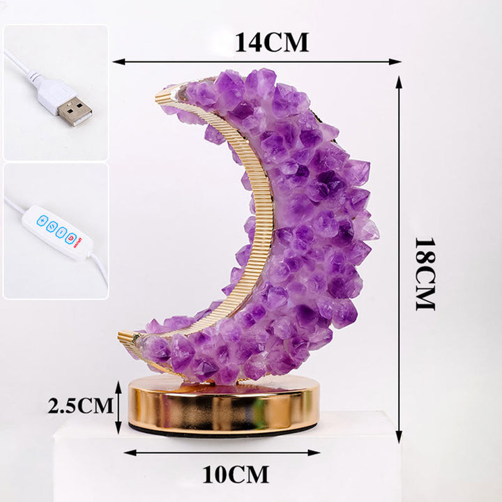 Lampada di cristallo di luna con fluorite blu, ametista e citrino Olivenorma