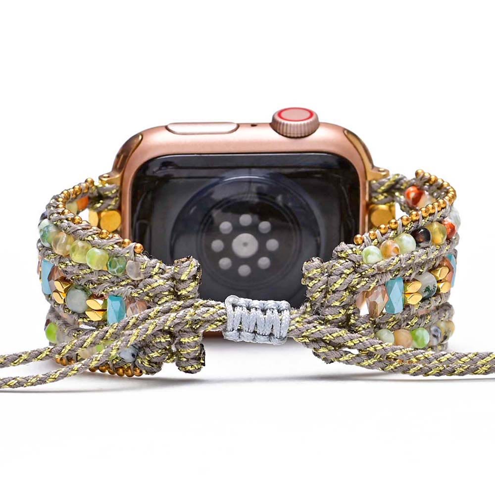 Cinturino avvolgente per Apple Watch Olivenorma in agata bianca ematite 