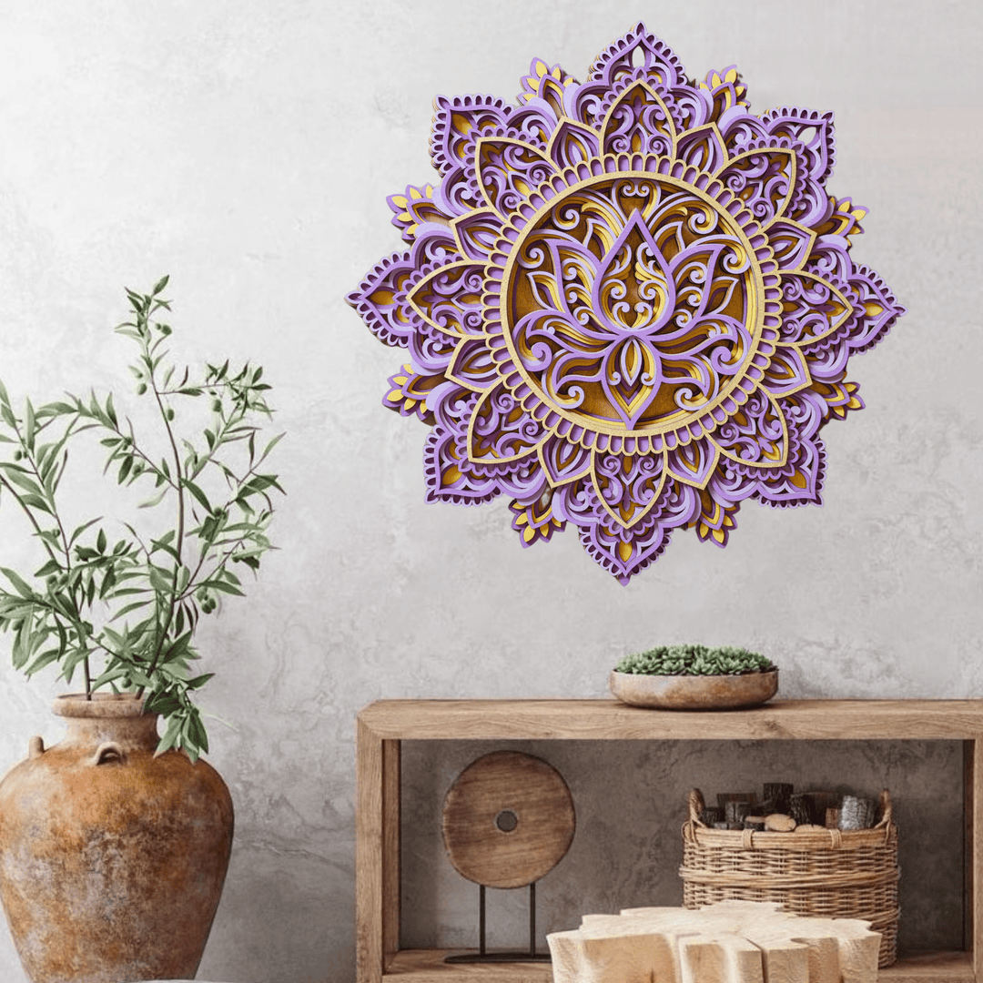 Olivenorma Blue Lotus Mandala 3D Pittura Decorazione da parete