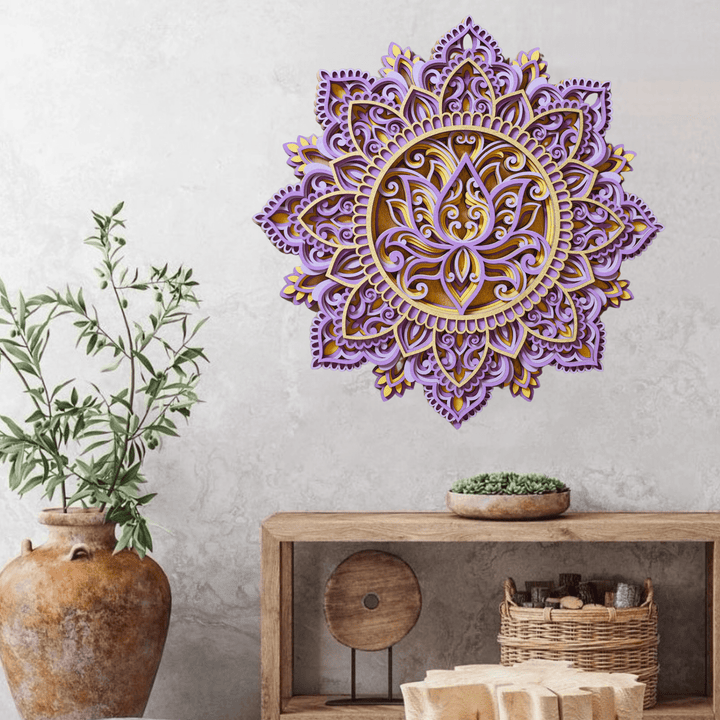 Olivenorma Blue Lotus Mandala 3D Pittura Decorazione da parete