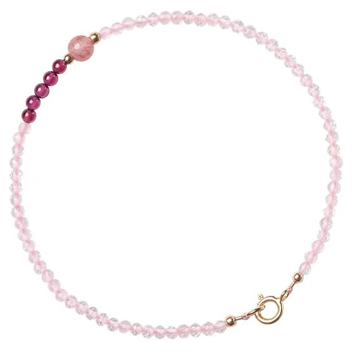 Cupido - Bracciale in cristallo rosa con pietra preziosa di quarzo fragola 