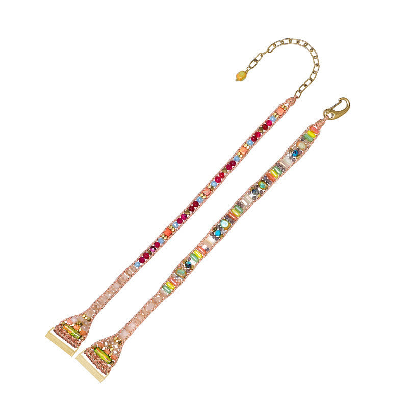 Cinturino per orologio Fitbit intrecciato a mano con perline di cristallo arancione Olivenorma