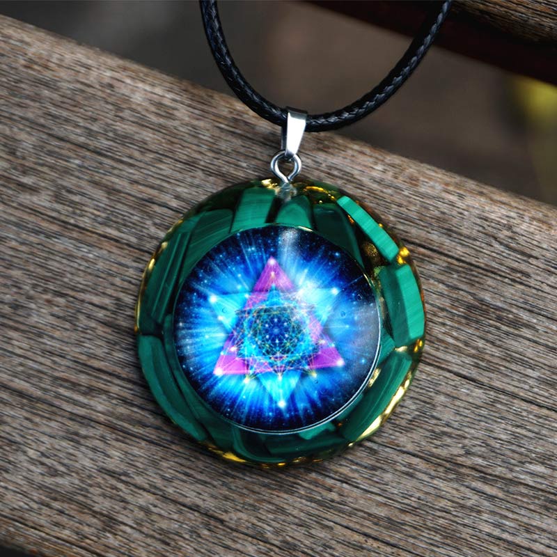 Collana Olivenorma Malachite Cubo Reki di Metatron