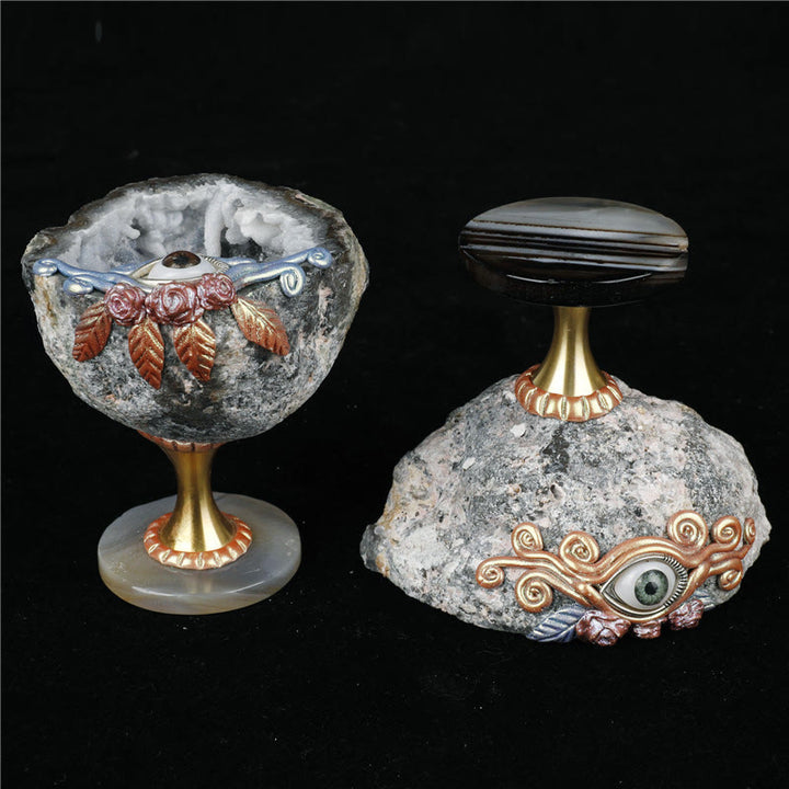 Decorazione con geode di cristallo naturale Olivenorma Santo Graal Malocchio 