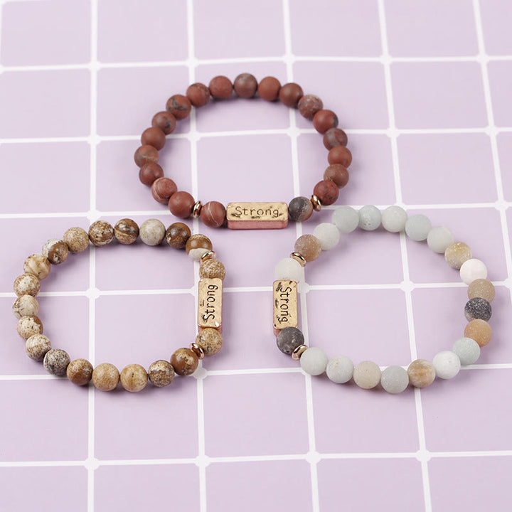 Bracciale con incisione forte in pietra preziosa naturale Olivenorma