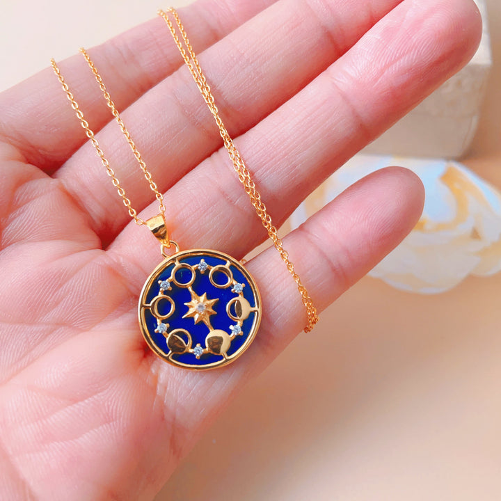 Collana Olivenorma Lapislazzuli Fase lunare Otto Stelle Awn