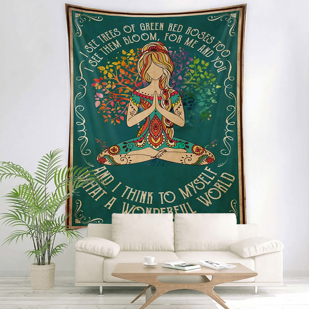 Arazzo con motivo Chakra per meditazione Yoga Olivenorma