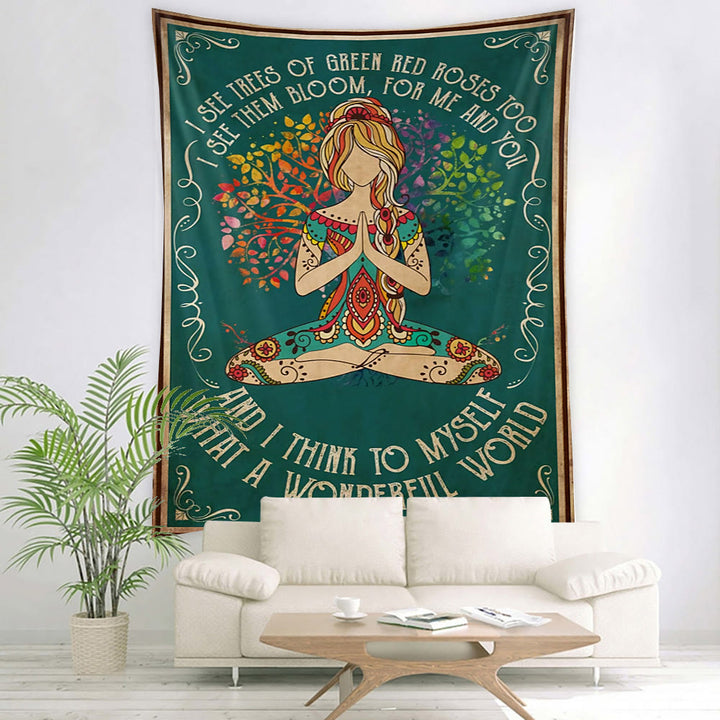 Arazzo con motivo Chakra per meditazione Yoga Olivenorma