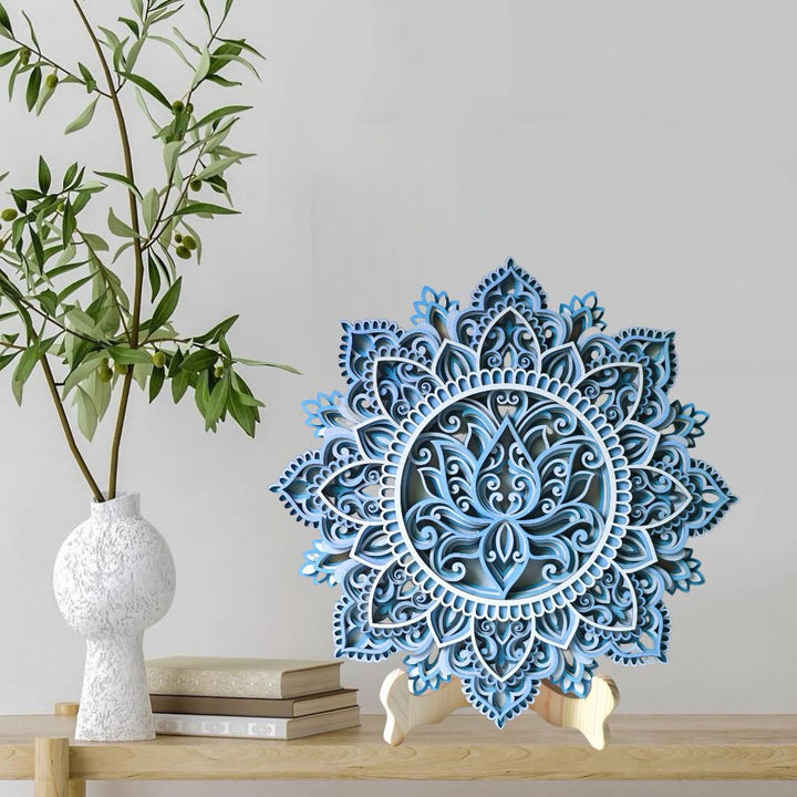 Olivenorma Blue Lotus Mandala 3D Pittura Decorazione da parete