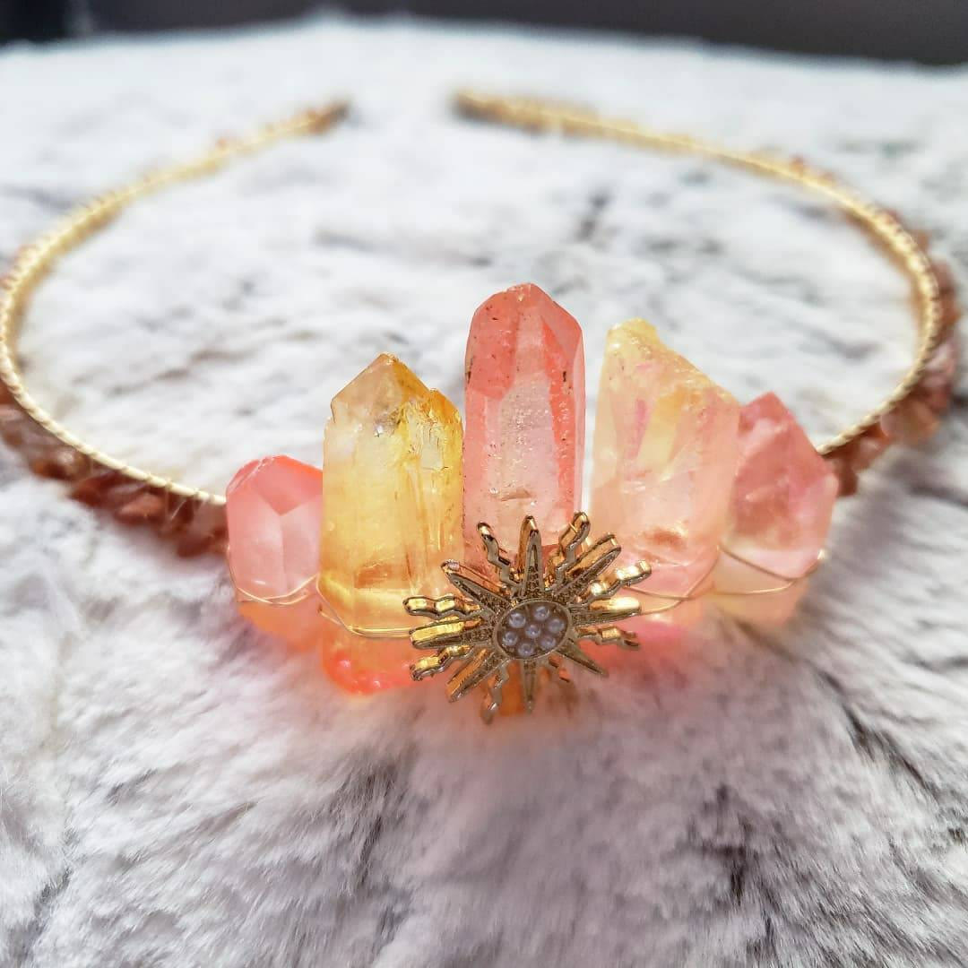 Olivenorma Corona di cristallo rosa Sun Stone Festival Boho