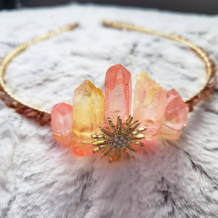 Olivenorma Corona di cristallo rosa Sun Stone Festival Boho