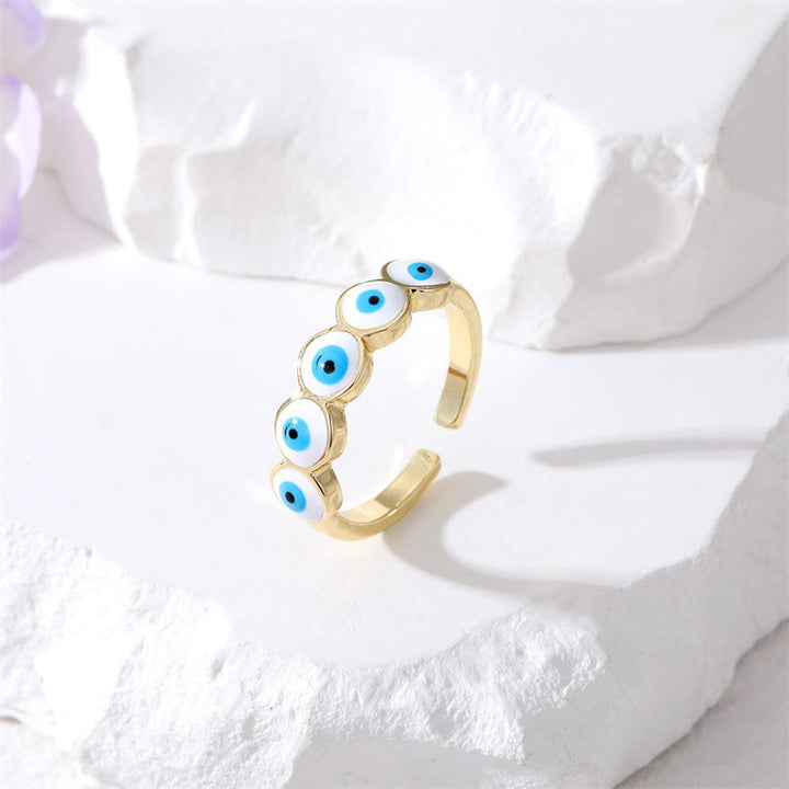 Anello regolabile con occhio malvagio in resina epossidica Olivenorma