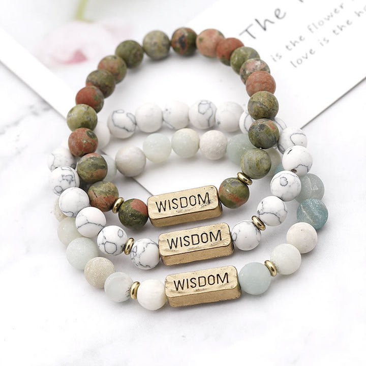 Bracciale con incisione della saggezza delle pietre preziose naturali Olivenorma