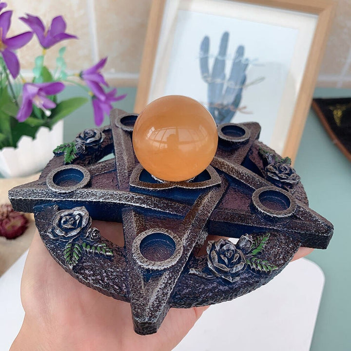 Supporto per sfera di cristallo con telaio a stella a cinque punte Olivenorma