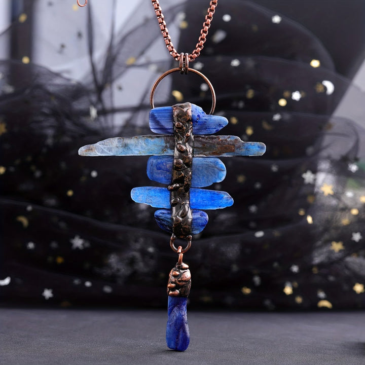 Collana con nappa a sei maglie in pietra originale cianite irregolare Olivenorma