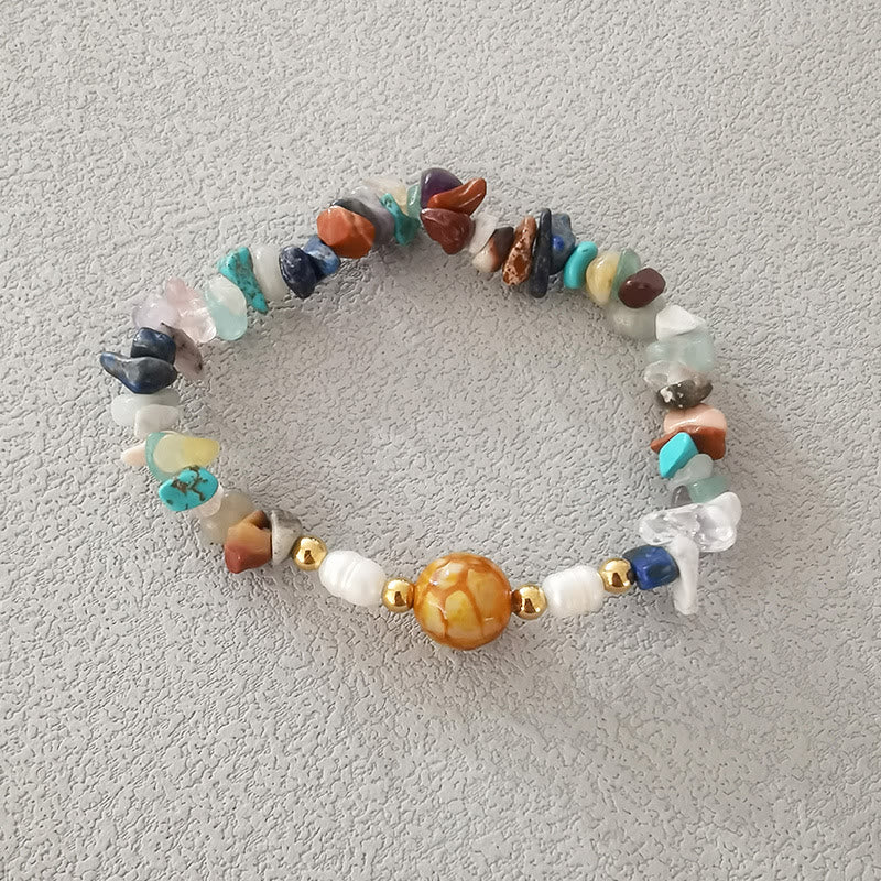 Olivenorma Set di quattro bracciali con perline in cristallo naturale 