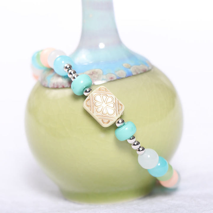 Set di braccialetti di perle con ciondolo a forma di cuore e foglia Olivenorma